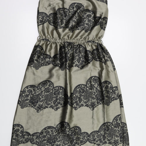 Topshop Womens Grey Fair Isle  Fit & Flare  Size 8