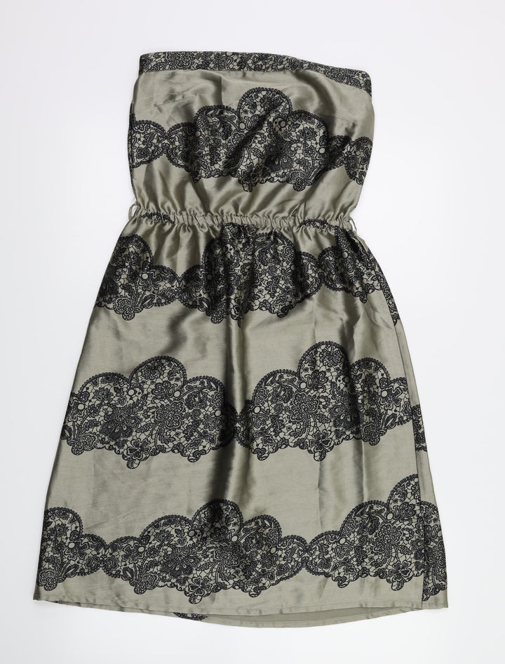 Topshop Womens Grey Fair Isle  Fit & Flare  Size 8
