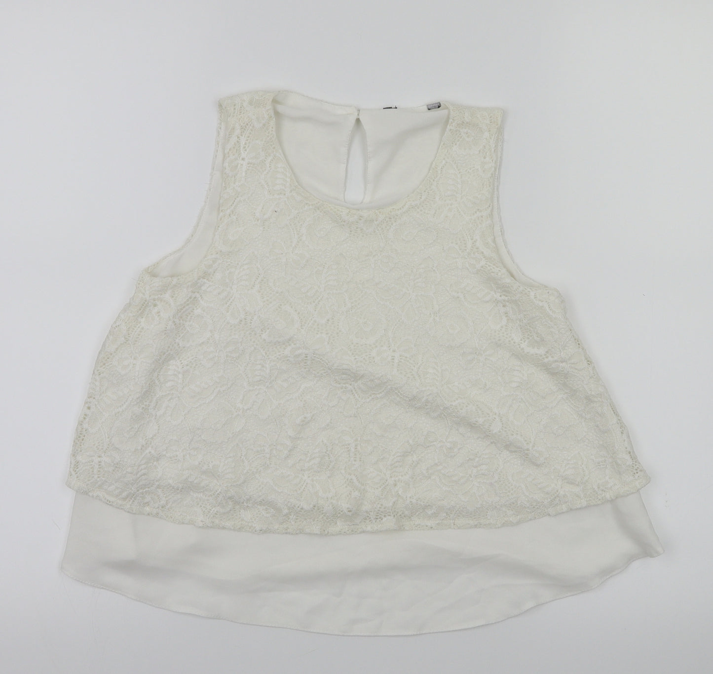 Preworn Girls White Floral  Basic T-Shirt Size 10 Years