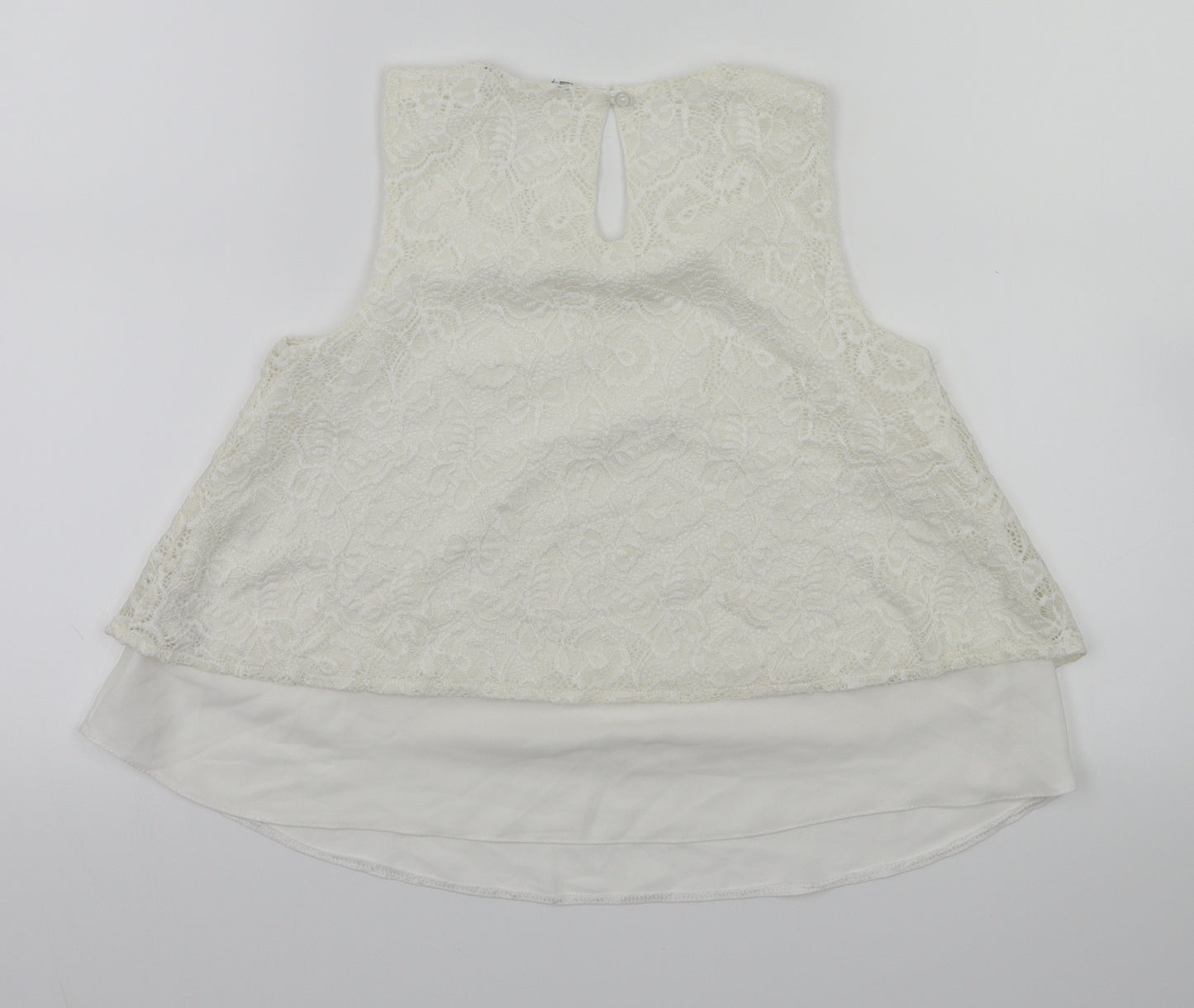 Preworn Girls White Floral  Basic T-Shirt Size 10 Years