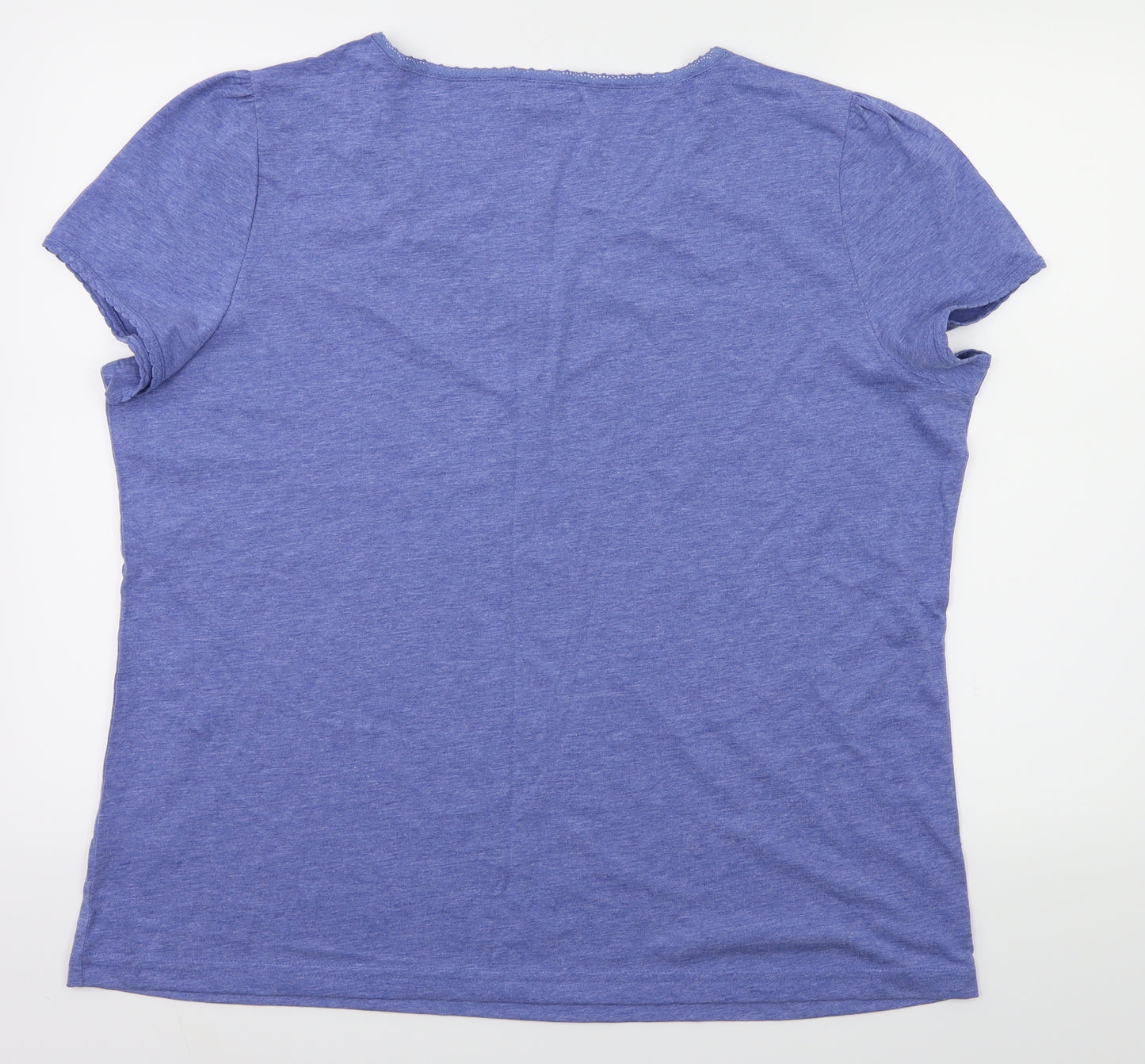 BM Womens Blue Floral  Basic T-Shirt Size L