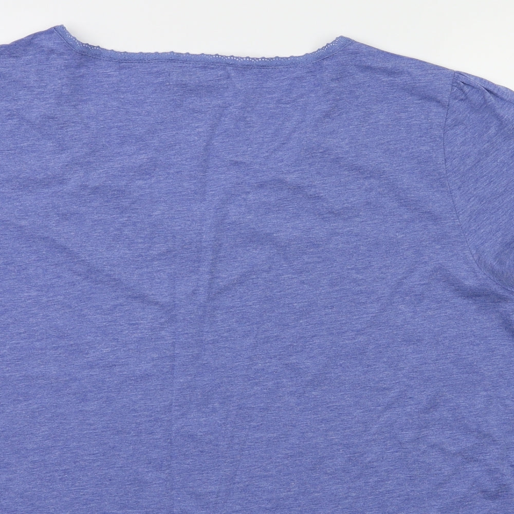 BM Womens Blue Floral  Basic T-Shirt Size L