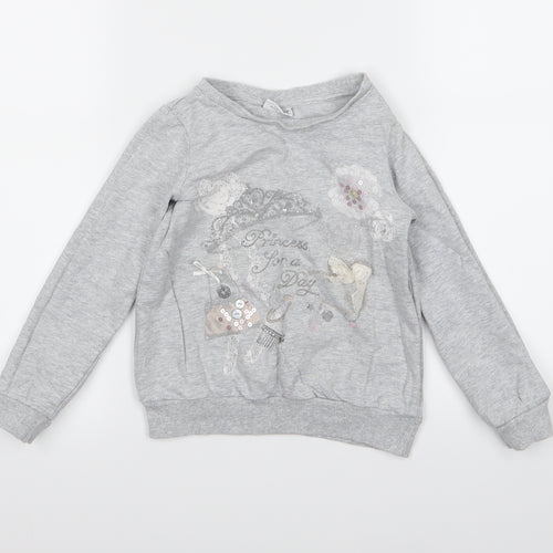 NEXT Girls Grey  Jersey Pullover Sweatshirt Size 5 Years