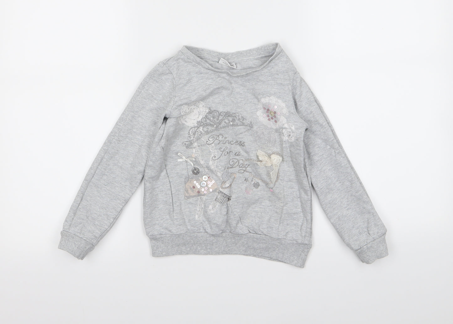 NEXT Girls Grey  Jersey Pullover Sweatshirt Size 5 Years