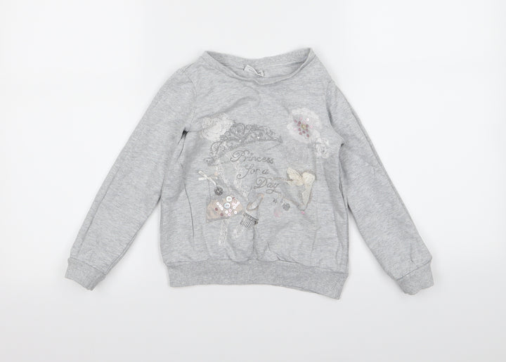 NEXT Girls Grey  Jersey Pullover Sweatshirt Size 5 Years