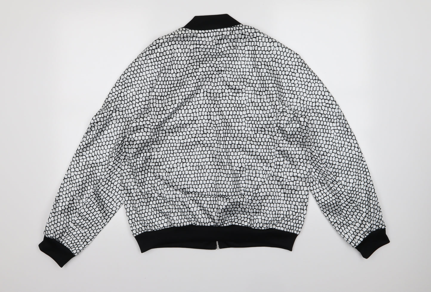 adidas Womens White Animal Print Satin Jacket  Size 10