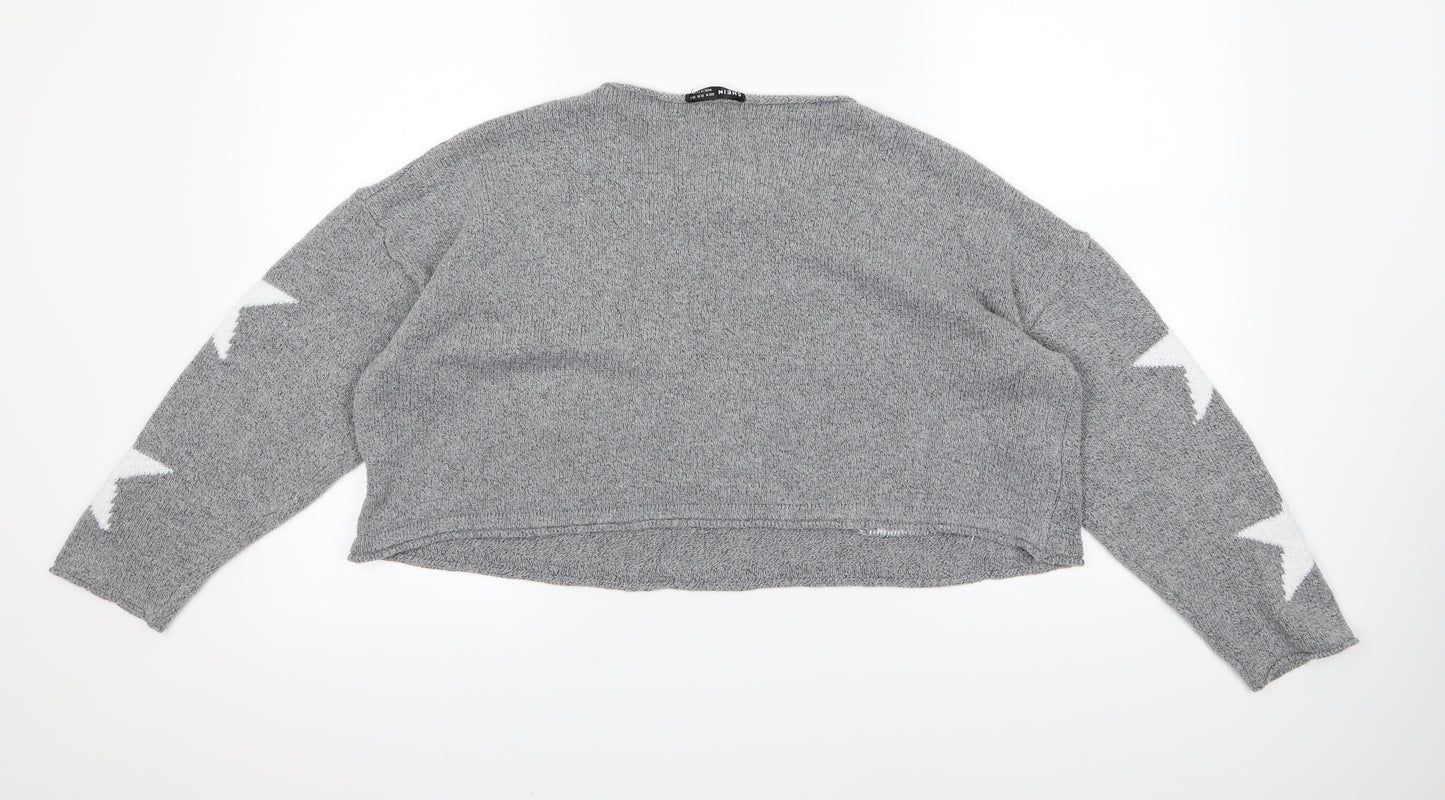 SheIn Womens Grey  Knit Pullover Jumper Size M  - Star Print