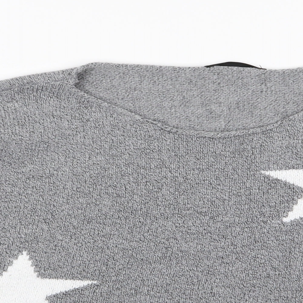 SheIn Womens Grey  Knit Pullover Jumper Size M  - Star Print