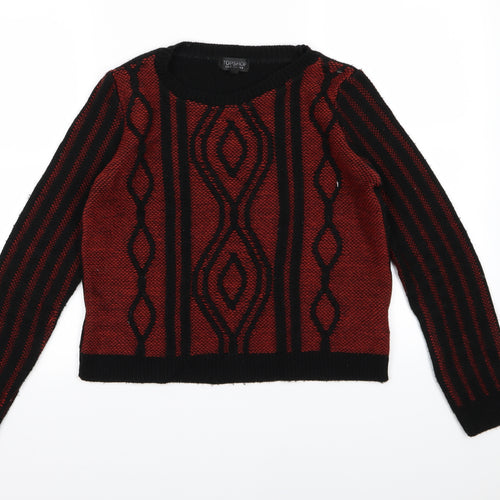 Topshop Womens Red  Knit Pullover Jumper Size 8