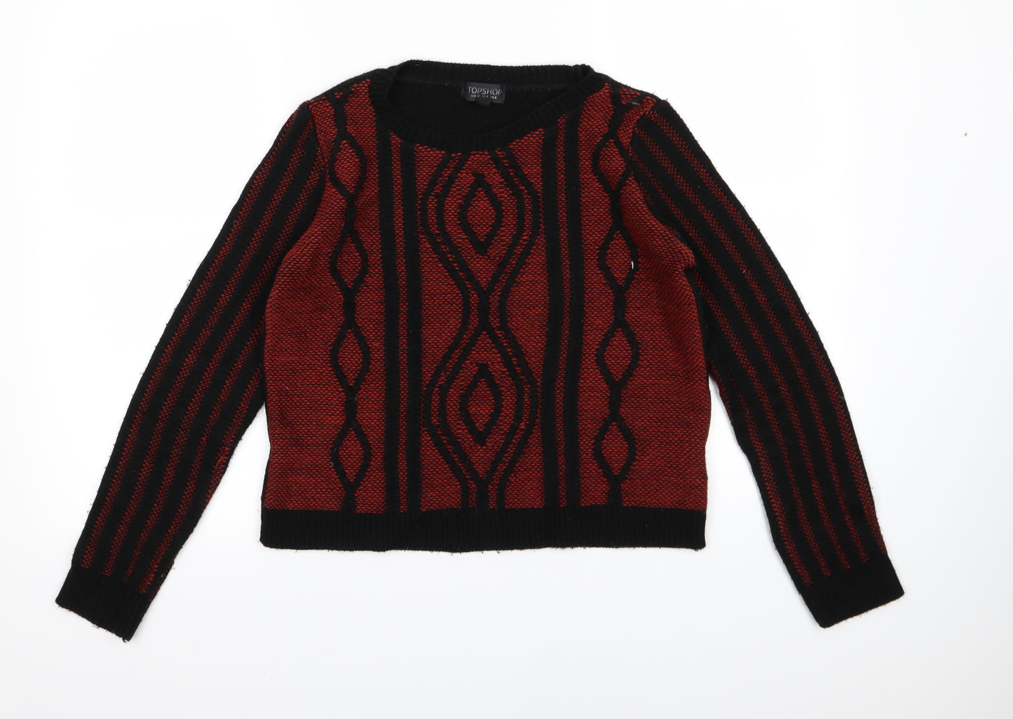 Topshop Womens Red  Knit Pullover Jumper Size 8