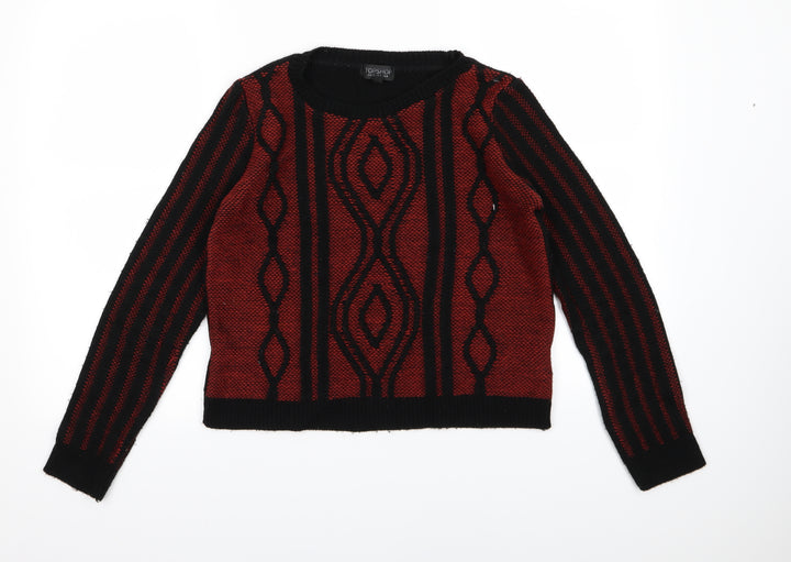 Topshop Womens Red  Knit Pullover Jumper Size 8