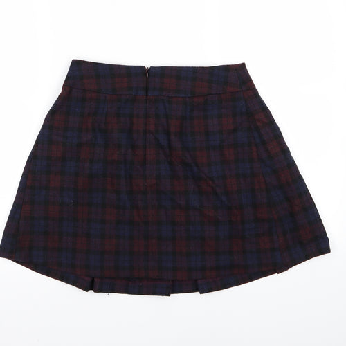 Papaya Womens Brown Check  Pleated Skirt Size 8