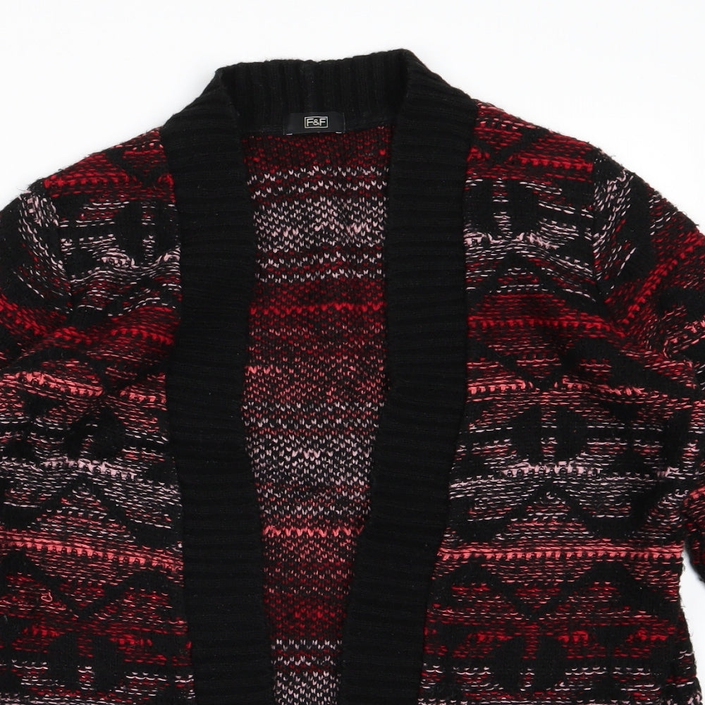 F&F  Womens Black Geometric Knit Cardigan Jumper Size 8