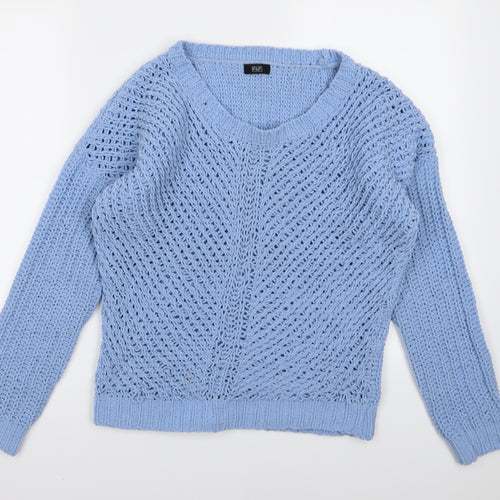 F&F Womens Blue  Knit Pullover Jumper Size 10