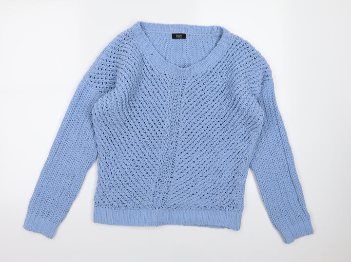 F&F Womens Blue  Knit Pullover Jumper Size 10