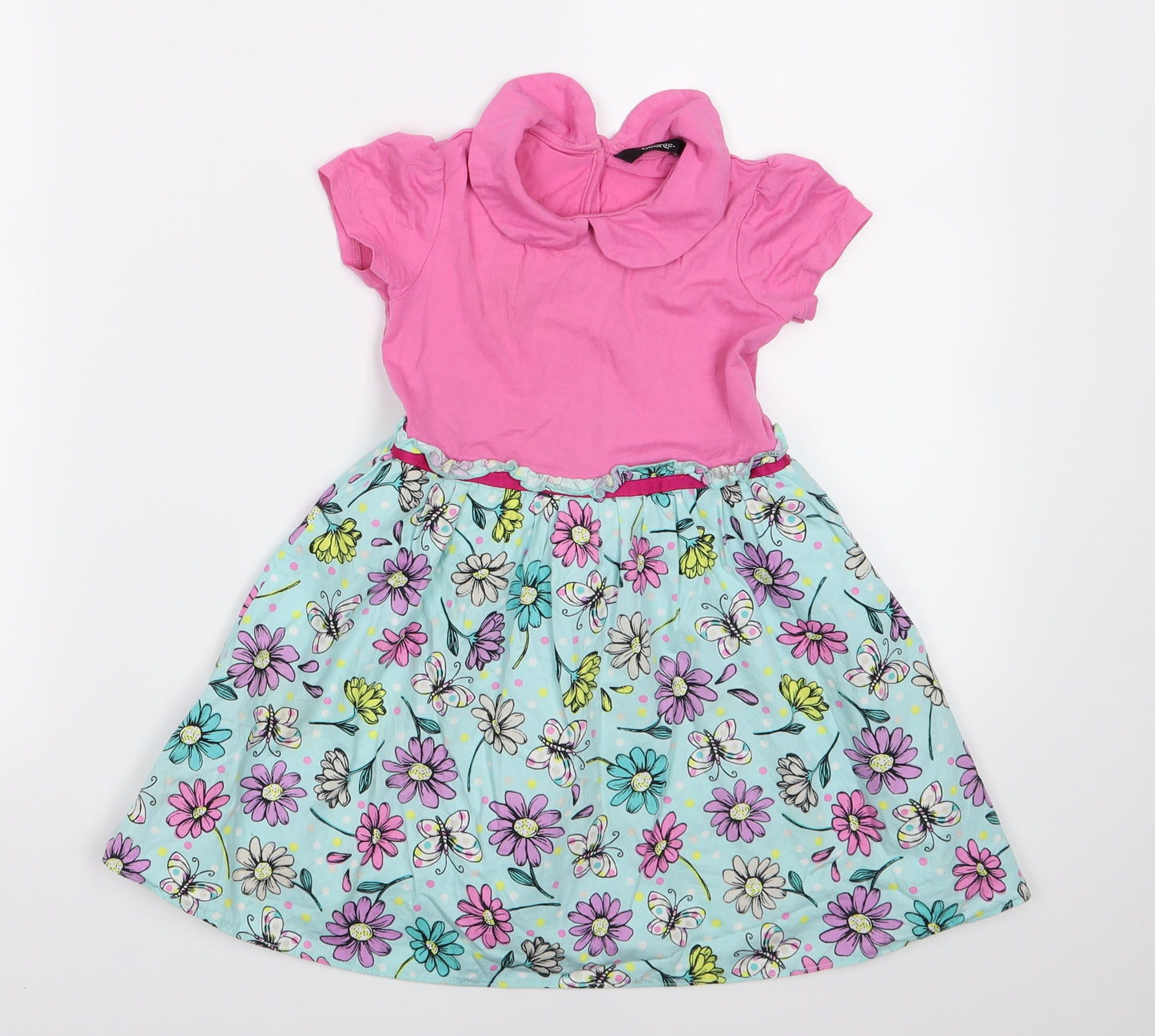 George Girls Pink Floral  T-Shirt Dress  Size 3-4 Years