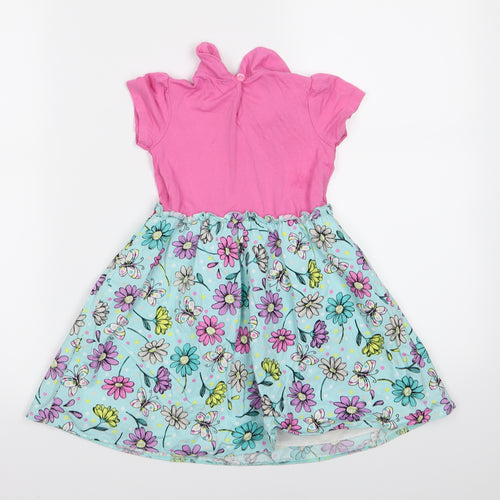 George Girls Pink Floral  T-Shirt Dress  Size 3-4 Years