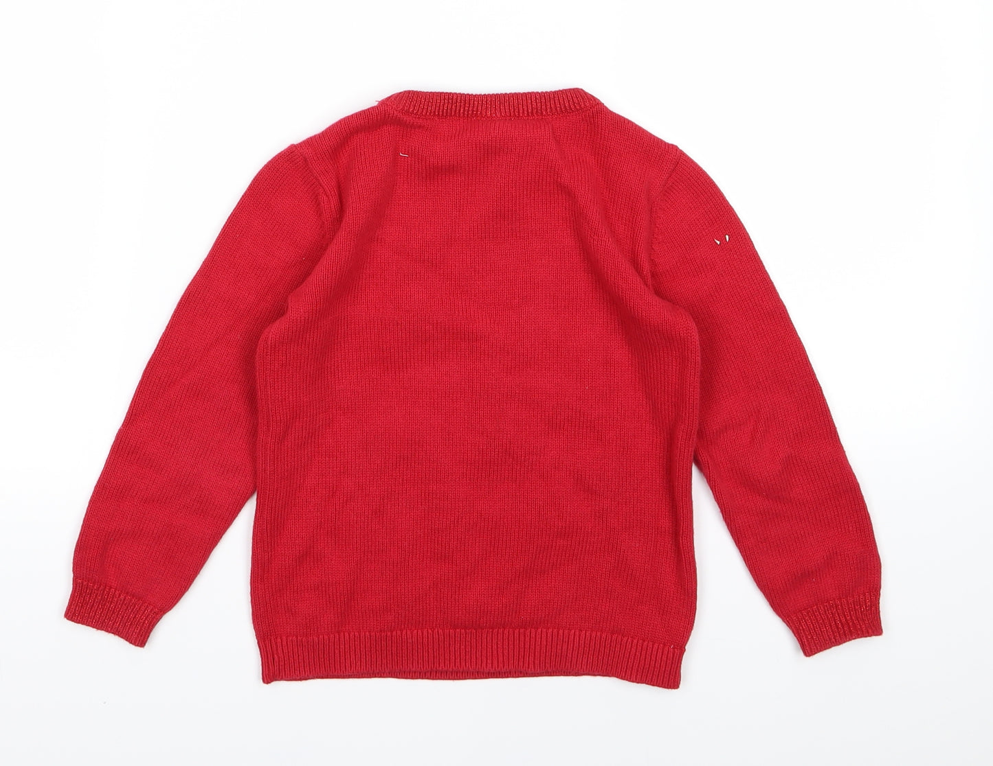TU Girls Red  Knit Pullover Jumper Size 4-5 Years  - Christmas Jumper
