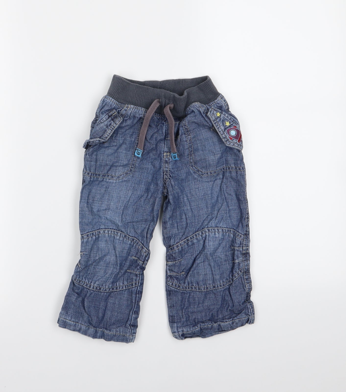 Marks and Spencer Boys Blue  Denim Cargo Jeans Size 18-24 Months