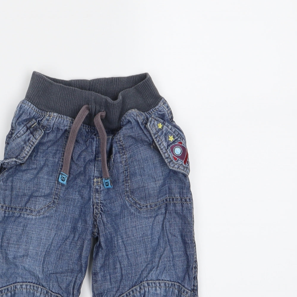 Marks and Spencer Boys Blue  Denim Cargo Jeans Size 18-24 Months