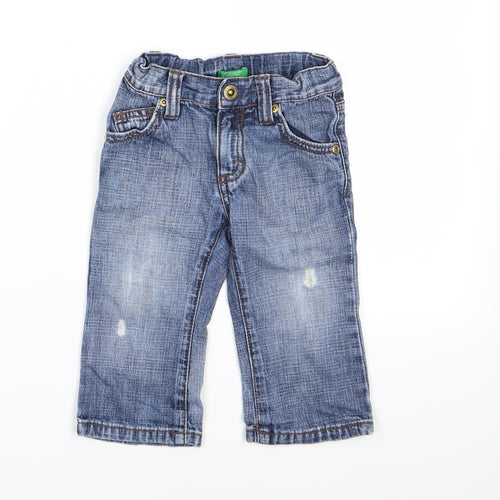 United Colours of Benetton Boys Blue  Denim Cargo Jeans Size 12 Months
