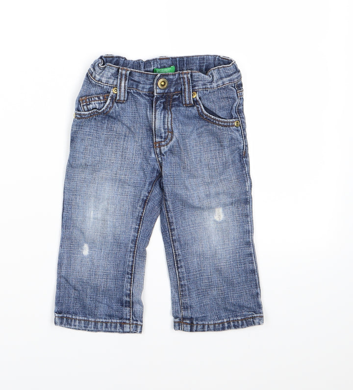 United Colours of Benetton Boys Blue  Denim Cargo Jeans Size 12 Months