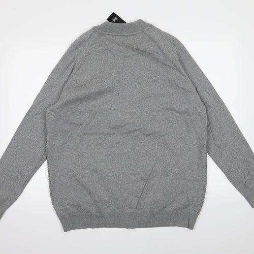 F&F Mens Grey  Knit Full Zip Jumper Size XL