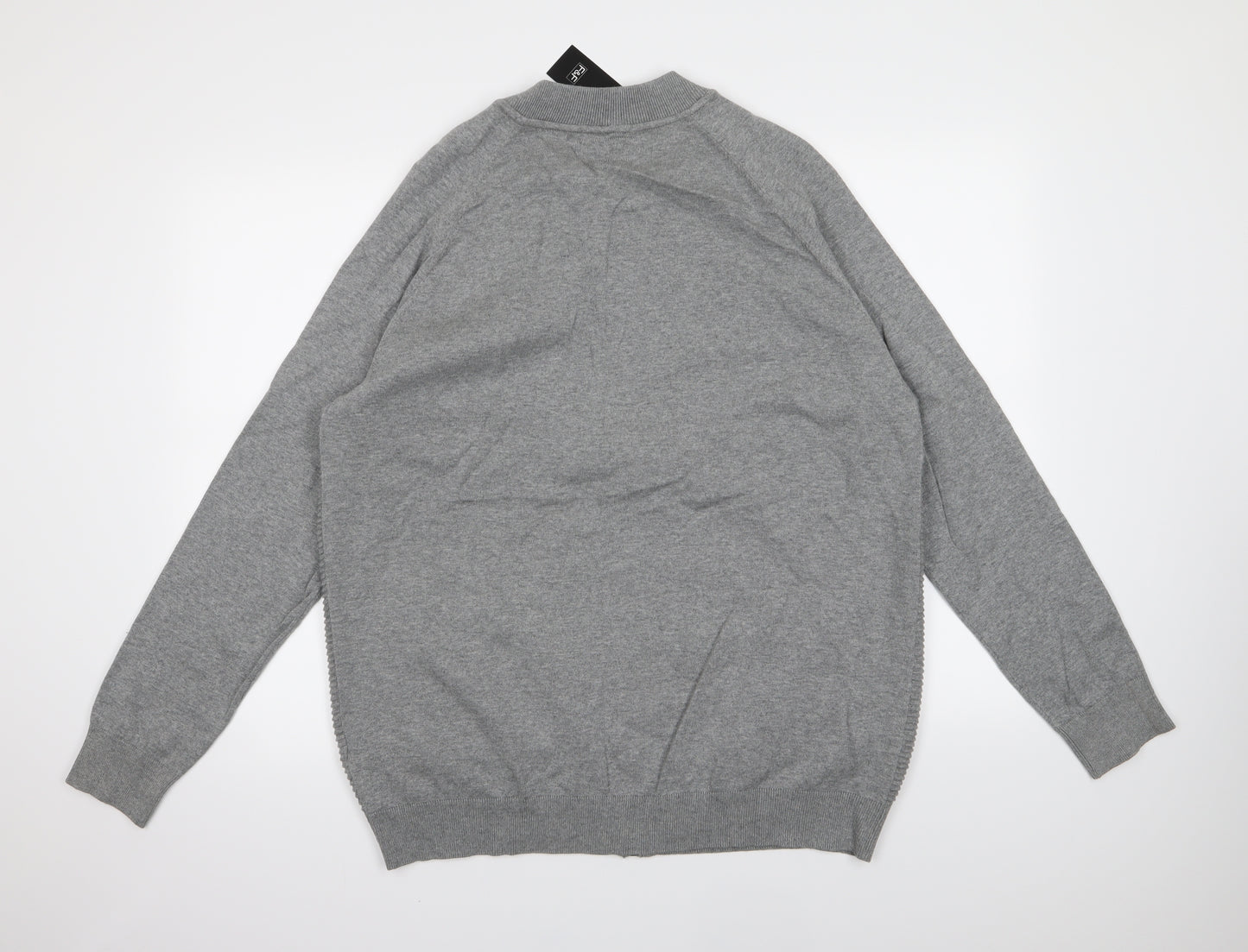 F&F Mens Grey  Knit Full Zip Jumper Size XL