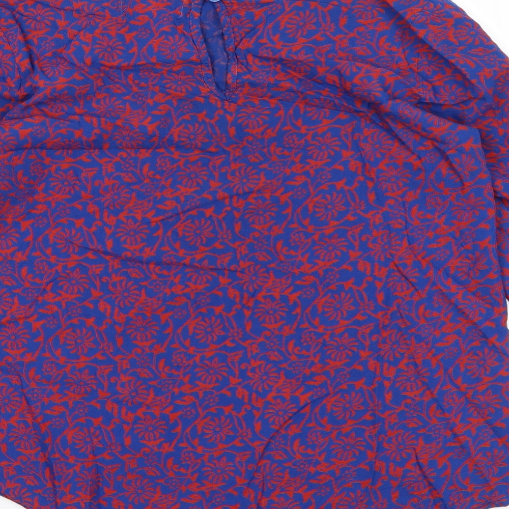 Papaya Womens Blue Floral  Basic Blouse Size 8