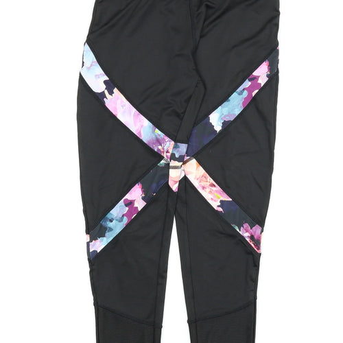 Atmosphere Womens Black Floral  Compression Leggings Size 8 L24 in