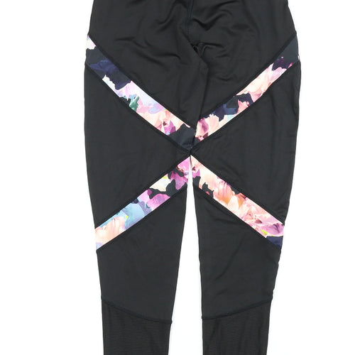 Atmosphere Womens Black Floral  Compression Leggings Size 8 L24 in