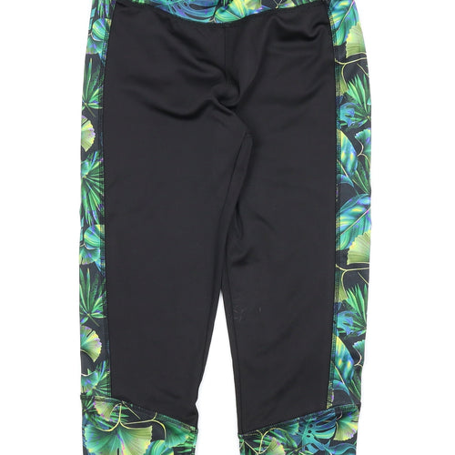 Workout Womens Black Floral  Compression Shorts Size 8