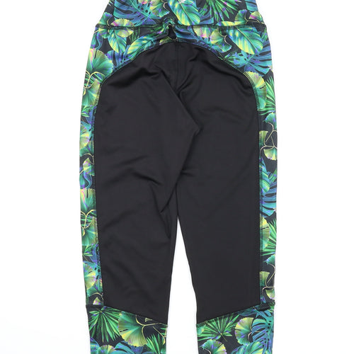 Workout Womens Black Floral  Compression Shorts Size 8