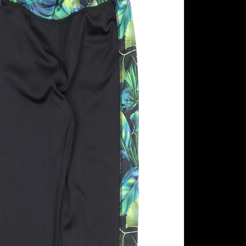 Workout Womens Black Floral  Compression Shorts Size 8