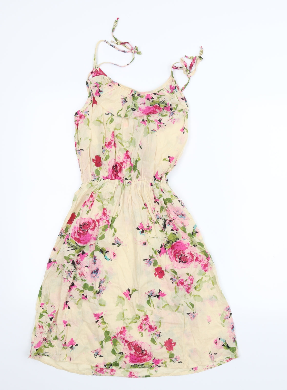 Ocean Club Womens Ivory Floral  A-Line  Size 8