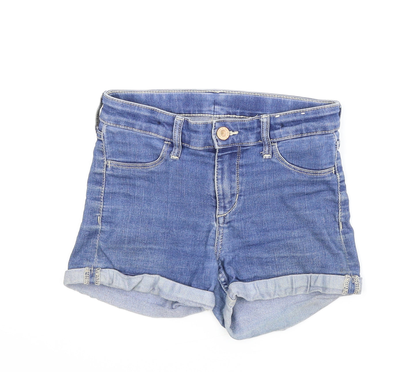 Preworn Girls Blue  Denim Boyfriend Shorts Size 8 Years