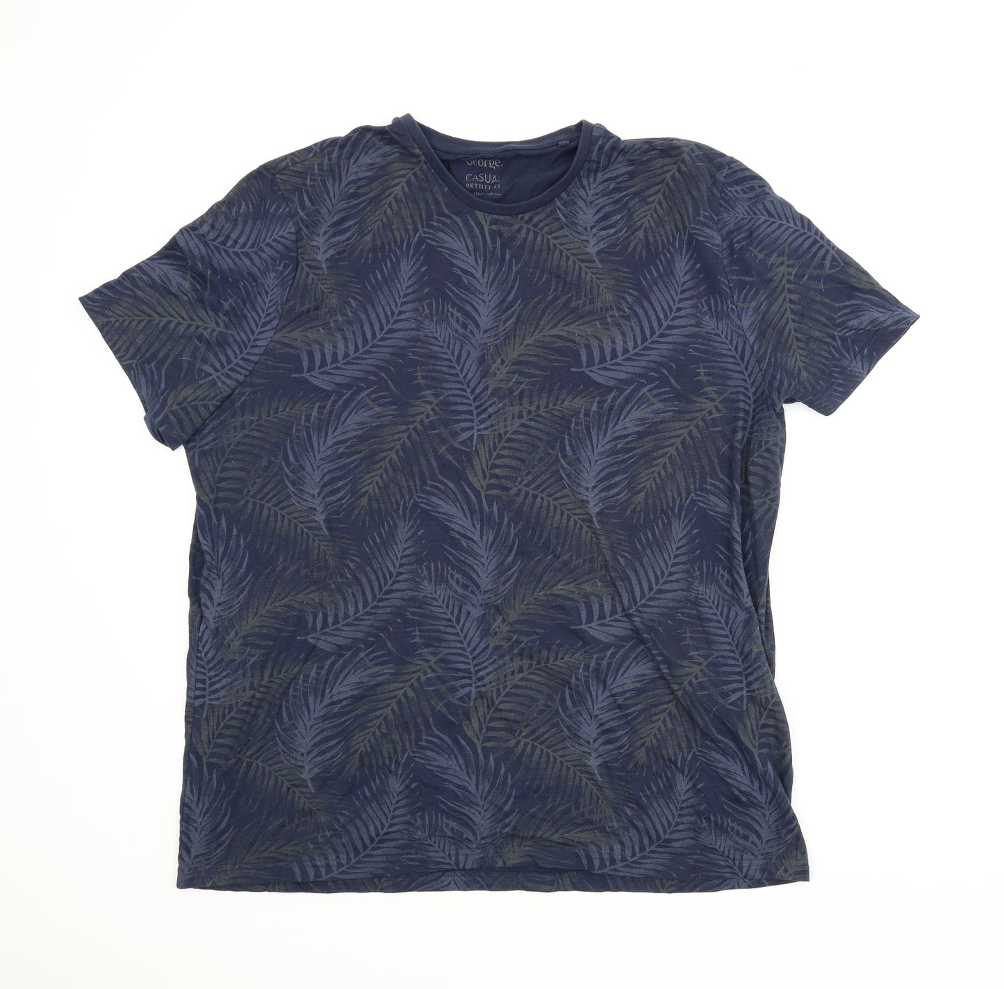George Mens Blue Floral   T-Shirt Size 2XL