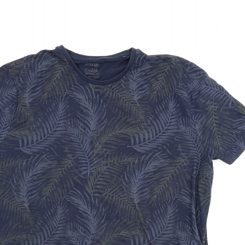 George Mens Blue Floral   T-Shirt Size 2XL