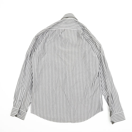 Steel & Jelly Mens Grey Striped   Button-Up Size M