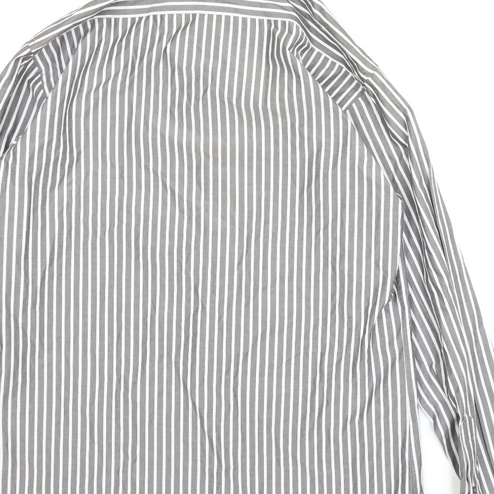Steel & Jelly Mens Grey Striped   Button-Up Size M