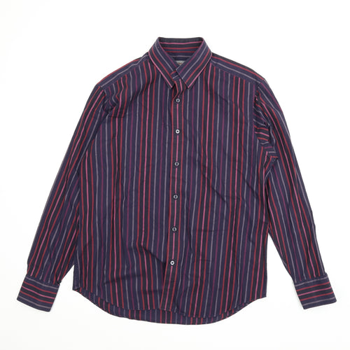 Jeff Banks Mens Purple Striped   Button-Up Size L