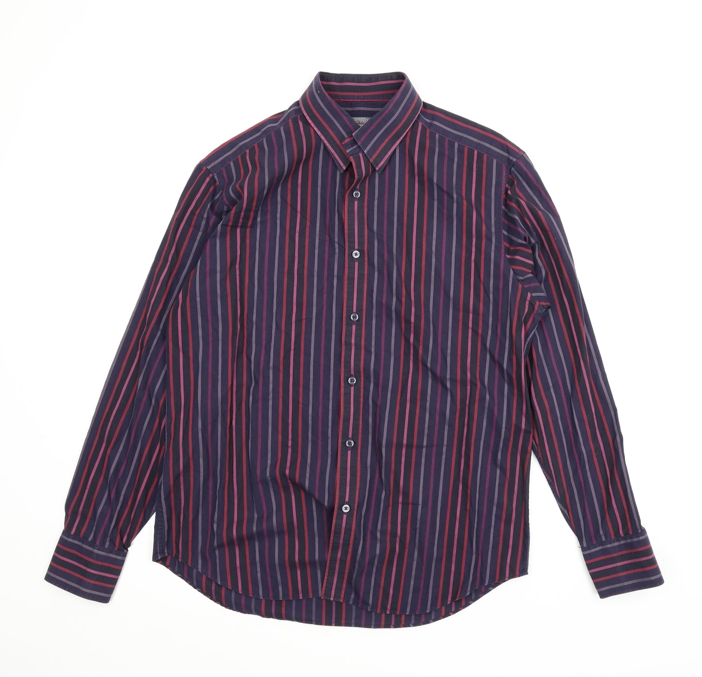 Jeff Banks Mens Purple Striped   Button-Up Size L