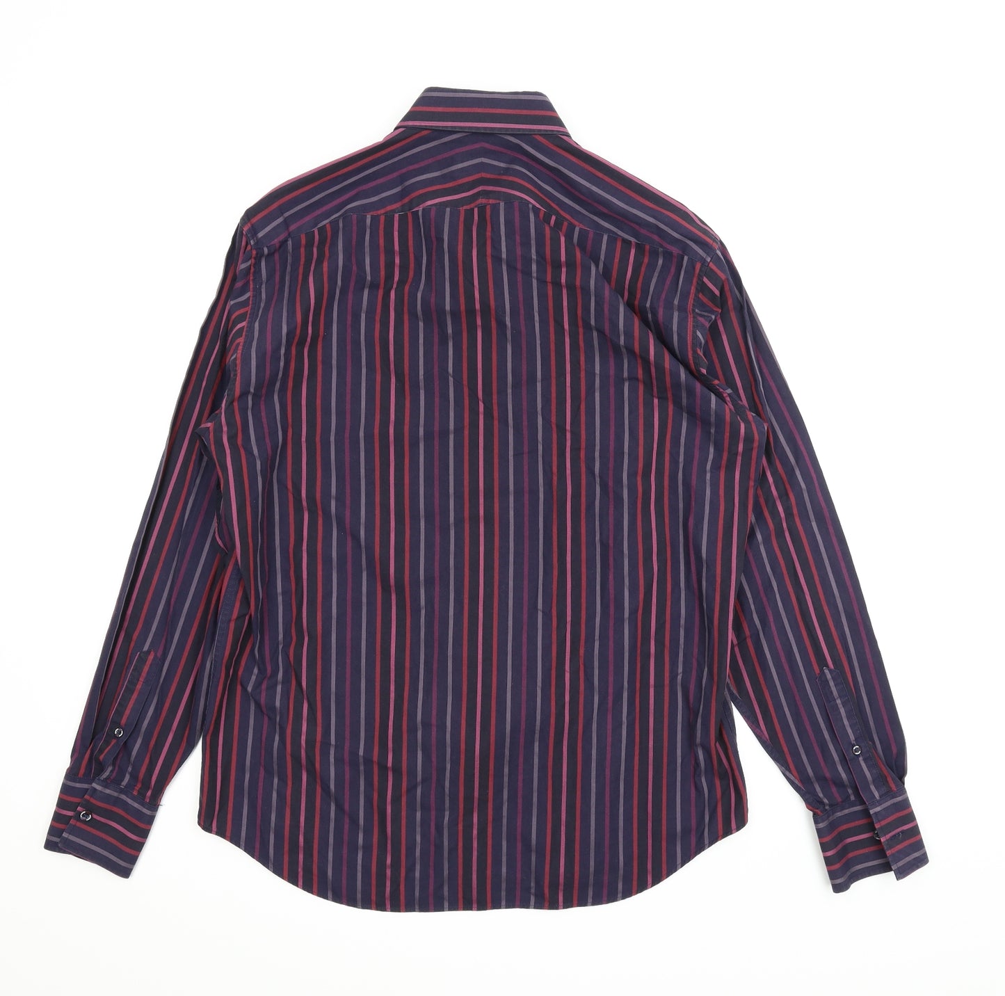 Jeff Banks Mens Purple Striped   Button-Up Size L