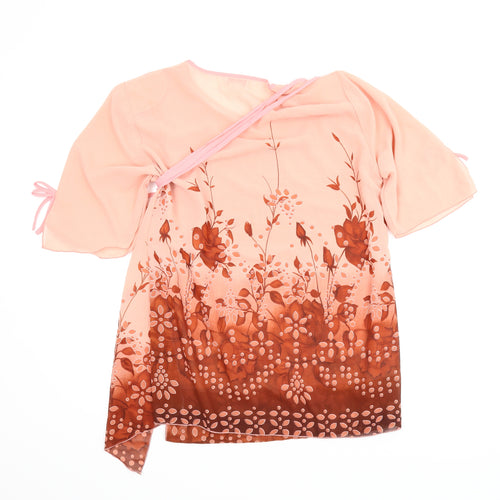 ZYL Womens Pink Floral  Basic Blouse Size 2XL