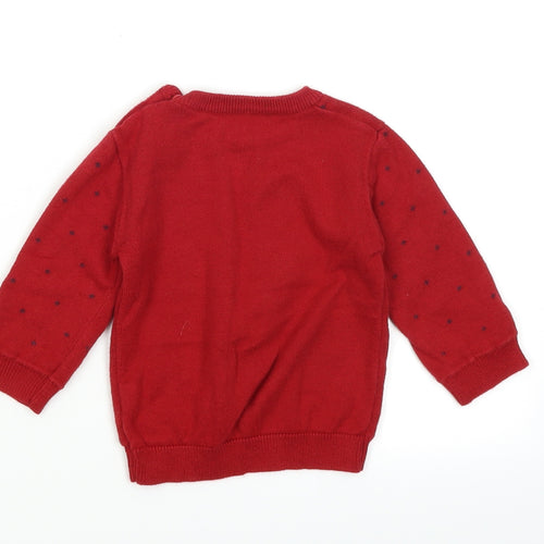 George Baby Red Polka Dot  Pullover Jumper Size 3-6 Months  - Christmas Reindeer