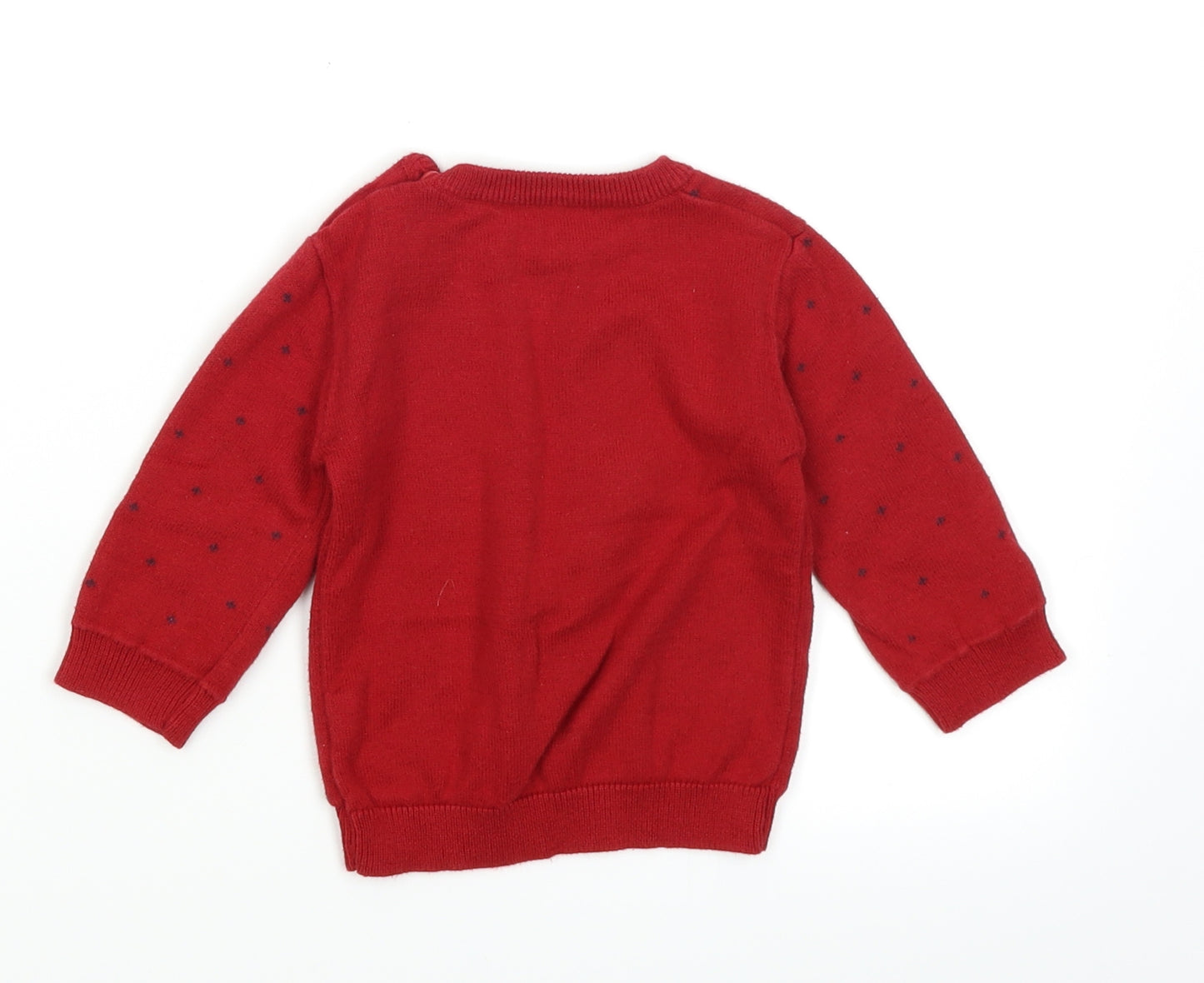 George Baby Red Polka Dot  Pullover Jumper Size 3-6 Months  - Christmas Reindeer