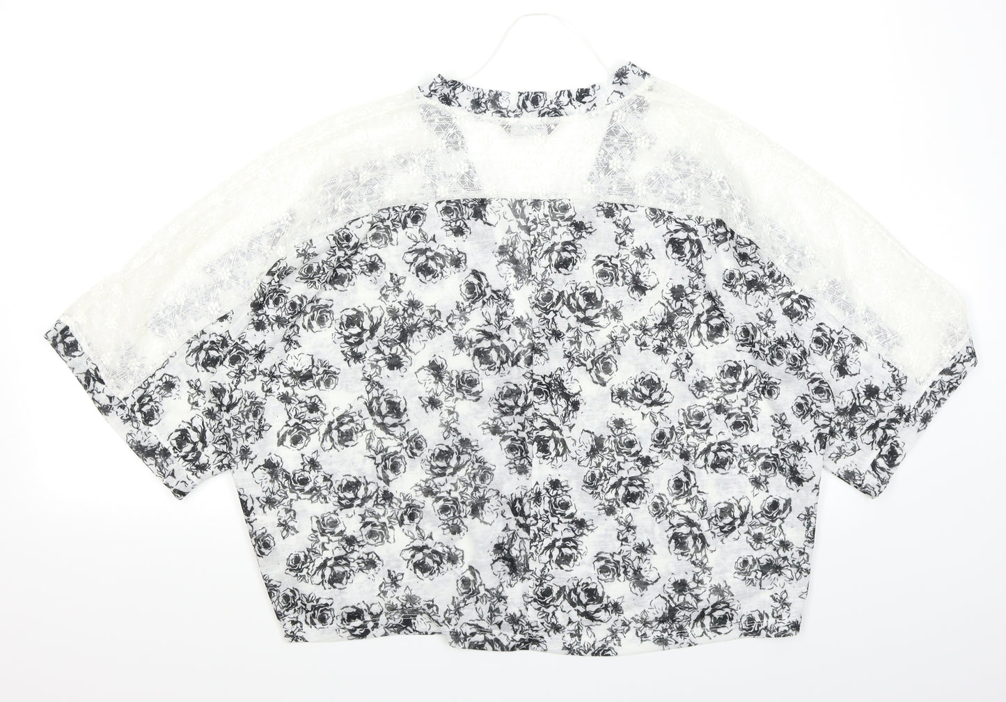 Dorothy Perkins Womens White Floral  Cardigan Jumper Size 16  - Lace Sleeve