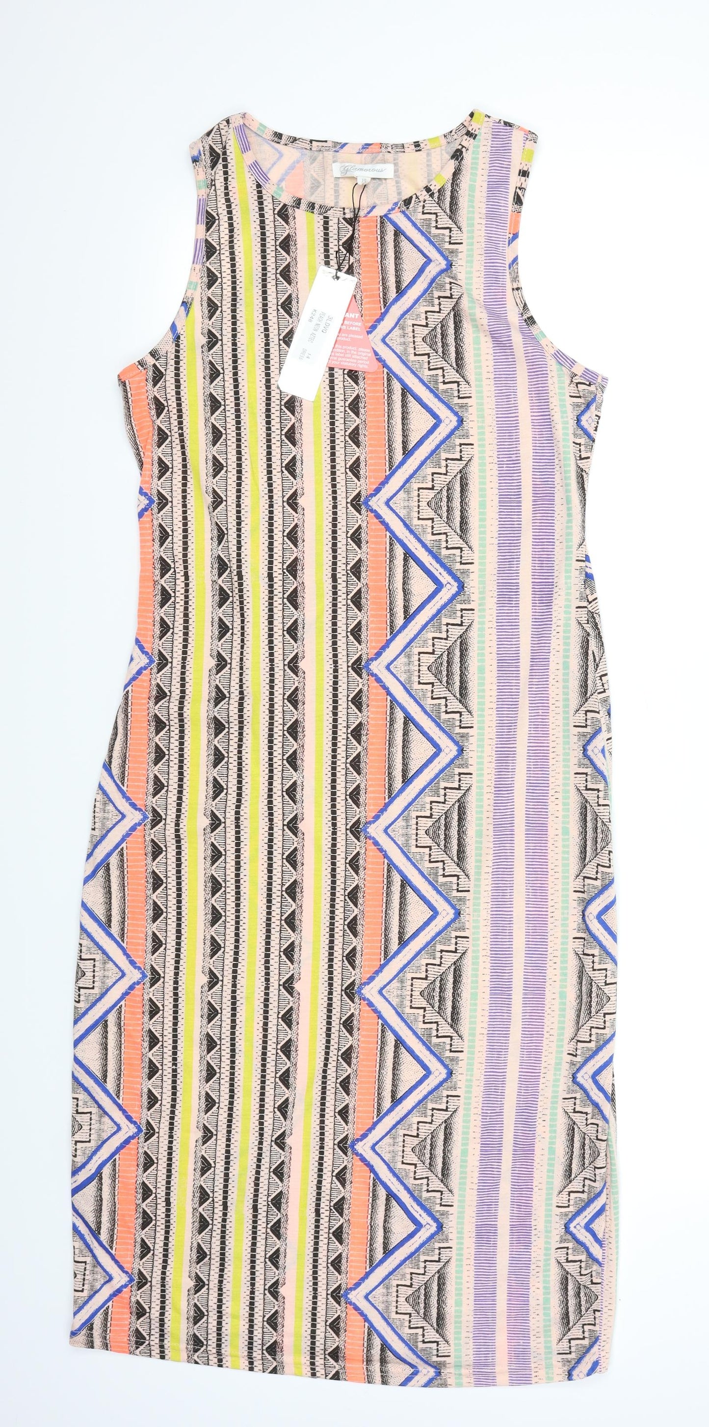 Glamorous Womens Pink Striped  Maxi  Size 14  - Aztec Print