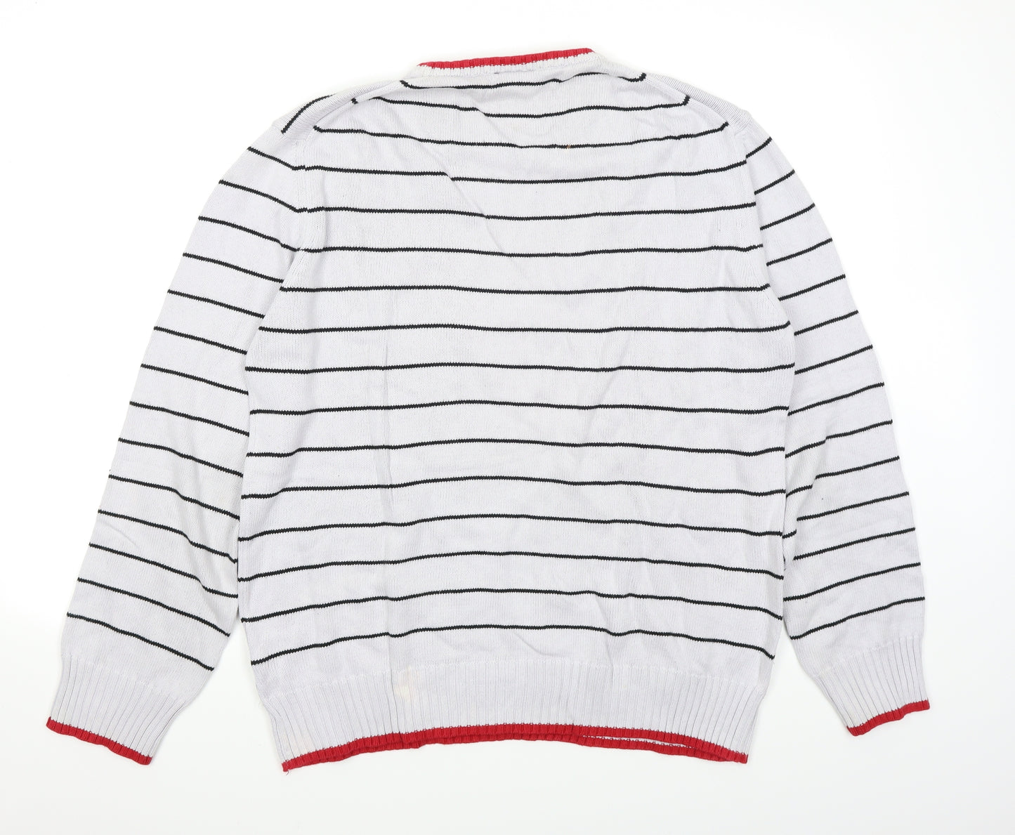 H&M L.O.G.G Mens Grey Striped  Pullover Jumper Size L