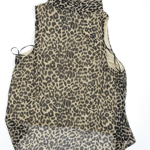 Drama Queen Womens Brown Animal Print  Basic Blouse Size 16